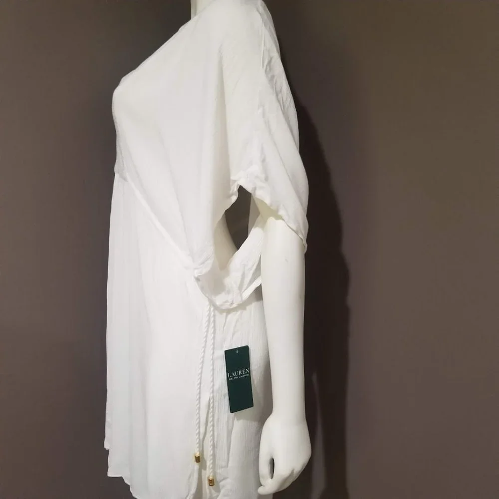 Lauren Ralph Lauren Crinkle Rayon Coverup Tunic White